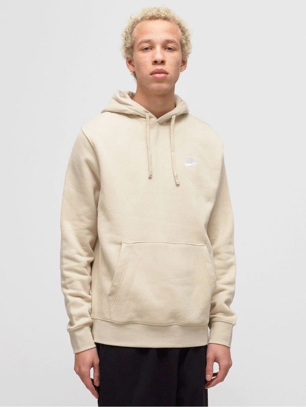 Nike Sportswear Club Fleece Men Pullover Hoodie Light Bone BV2654-072 Sz M NWT